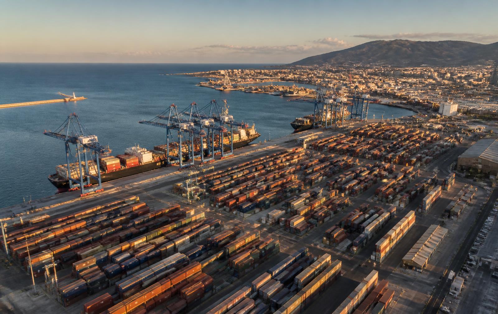 Container terminal on the Mediterranean coast handling export freight